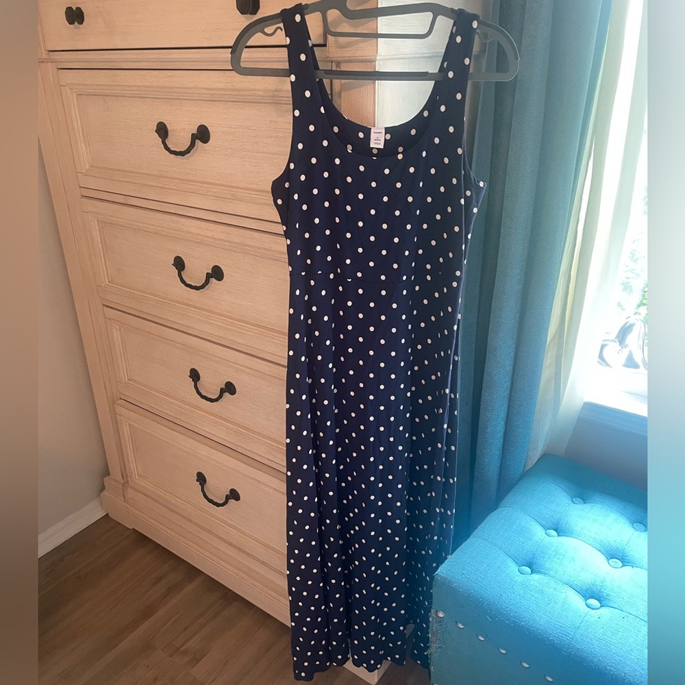 Old Navy Dark Blue Dress with White Dots